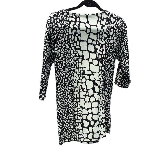J.McLaughlin Womens Catalina Cloth Tunic Top S Black White Animal Print Beachy - Picture 4 of 10